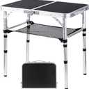 YihuiKo Folding Camping Table, Adjustable Height Folding Table, Portable Aluminum Small Folding Table with Carry Handle for Picnic, BBQ, Indoor, Office