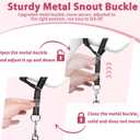 BARKLESS Sturdy No Pull Head Collar for Medium Large Dogs, Gentle Reflective Head Halter with Safety Link, Adjustable Nylon Dog Training Muzzle Leash for Walking Control (Hot Pink, L)