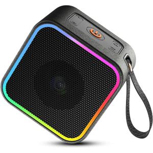 Portable Bluetooth Speaker, Wireless Speaker with Lights, Built-in Mic Bluetooth 5.3, Portable Wireless Up to 10H Playtime, 8W Powerful Crystal Punchy Bass, for Home/Outdoor/Party/Beach, Brown (Black)