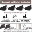 24 Inch Metal Squirrel Baffle,Adjustable Opening Size, for Up to 4x4 Wide Wooden Post,Squirrel Baffle for Bird Feeders Without Removing Bird Feeder Poles Or Shepherd's Hooks.Deep Black 1Pack