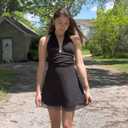 Women's Sexy Summer Mini Dress - Halter Deep V Neck Flowy Chiffon Bow Tie Backless Dresses for Club Party, Night Out (L)