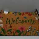 Floral - 17"x29" - Coir Door Mat with Heavy Duty Backing - Welcome Mats for Entryway, Porch - Anti-Slip PVC & Coconut Fiber Surface -Natural Home Accessories, Minimalist Original Design