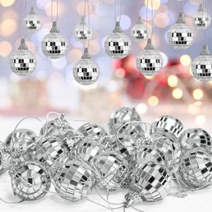 210 Pcs 1.2 Inch Mirror Disco Balls Ornament Mardi Gras Mini Small Disco Ball Hanging Decorations Reflective Ball for 70s Disco Themed Party Christmas Tree Birthday Wedding