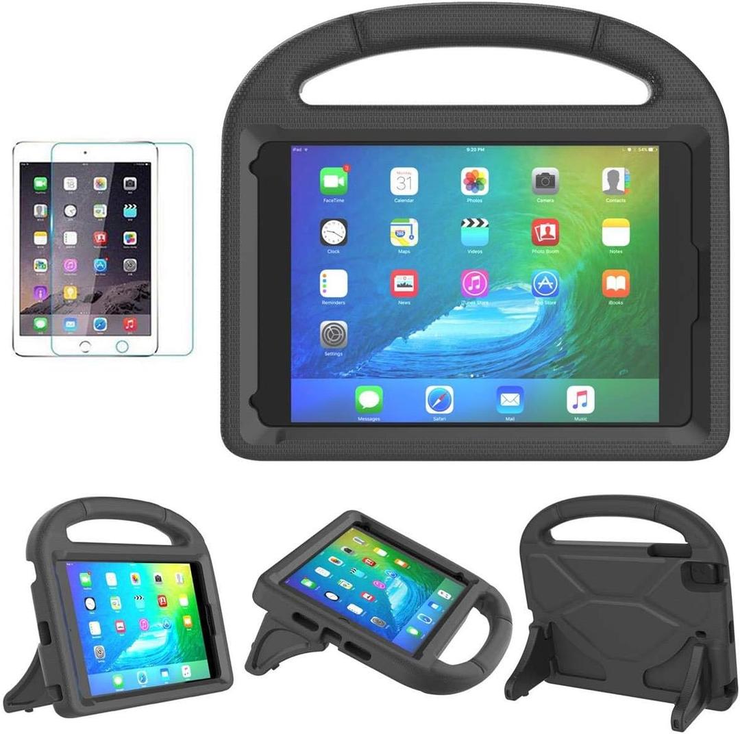 SUPLIK Kids Case for iPad mini 5/4/3/2/1 (7.9"), Durable Shockproof Protective Handle Bumper Stand Cover with 2*Screen Protectors for 7.9 inch Apple iPad mini 5th/4th/3rd/2nd/1st Generation, Black