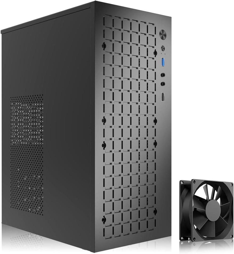 matx case, High Airflow Micro ATX PC Case, Support MATX, Mini-ITX, Micro ATX case Slim with USB3.0x1 I/O Port, Black with 80MM Fans