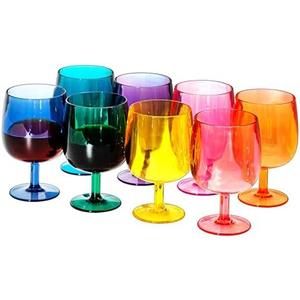 KX-WARE Classic Acrylic All-Purpose Wine Glasses, 12-ounce Plastic Stem Wine Glasses, set of 8 Multicolor