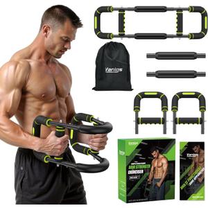 Twister Arm Trainer for Men, Chest Workout Equipment 5-Level Adjustable (40-130lb) with Ergonomic 27 Targets Biceps/Clip/Thigh, Portable Exerciser for Home Gym Travel Fitness