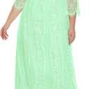 Plus Size Wedding Dress Boho - Maxi Bridal Shower Bohemian Formal Lace Long Dresses (Sage Green), 14 Plus