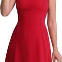 Women's Boat Neck Mini Dress Summer Spring 2026 Fashion Sleeveless A Line Cocktail Party Club Short Dresses (M)