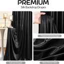 Black Satin Backdrop Curtains 2 Panels - Glitter Photo Drapes for Baby Shower, 10x10FT Shimmer Back Drop Cloth, Wrinkle Free for Birthday Party Prom Wedding Photoshoot Background