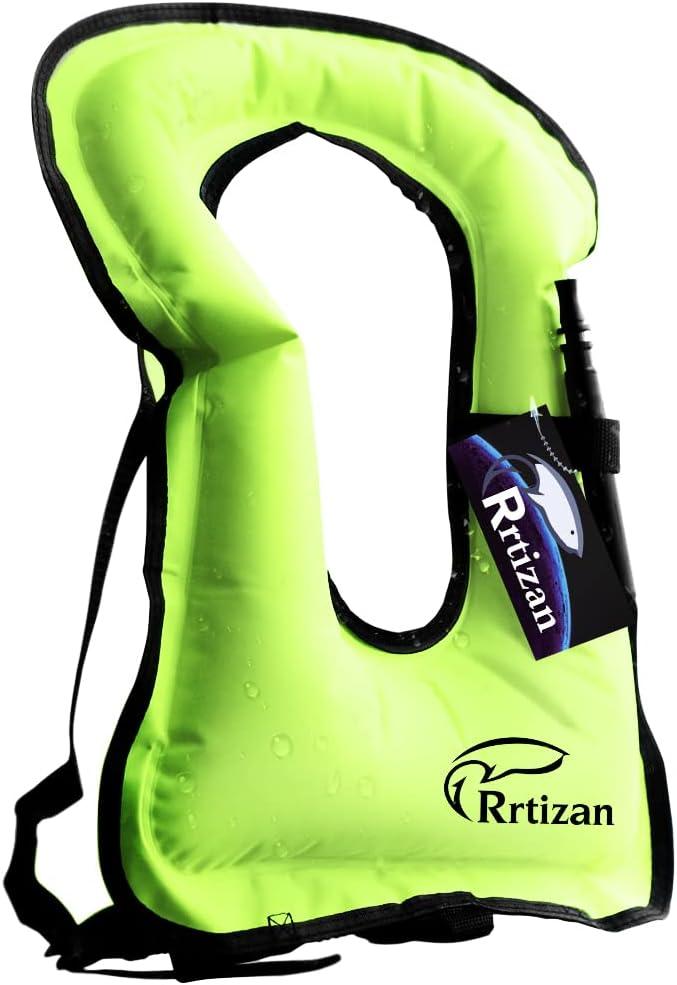 Rrtizan Snorkel Vest, Adults Portable Inflatable Swim Vest Jackets for Snorkeling Swimming Diving Safety (one_size, Green)