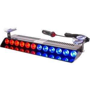 Red Blue Led Strobe Flash Light Emergency Warning 12-Led Sucker Dashboard Interior Roof Windshield Dash Safe Caution Hazard Light with Suction Cups for Car Vehicle Boat SUV Firemen Fog DC 12V