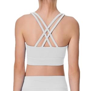 AugIris Girls Sports Bra Training Scoop Neck Cross Back Bras for Teens Kids Sports Comfort Girls Bra Tops White 5-6Y