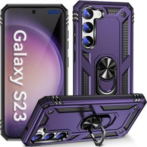 ADDIT S23 Case, Phone Case for Samsung Galaxy S23 6.1 inch Case,with Kickstand Ring,Adjustable Stand,Military Grade,Heavy Duty Protection,Shockproof,Anti-Fingerprint,Support Magnet Car Mount,Purple