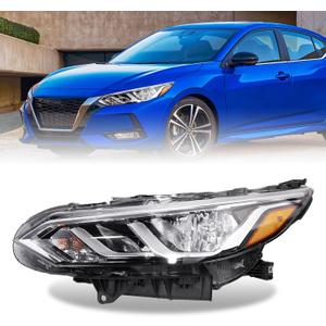 Halogen Headlights Compatible with 2020 2021 2022 Nissan Sentra S/SV Headlamp with Bulbs 260606LB0A NI2502276 (Left Driver Side)