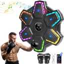 METROLLER Music Boxing Machine for Adults with Gloves，Wall Mounted Electronic Smart Boxing Music Trainer with LED Interactive Punching Trainer Boxing Target for Kids Women Gym Office Workout Large (Black)