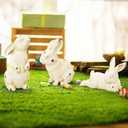 Easter Bunny Figurines Set of 3, 7.8 Inch Realistic Bunny Statues, Resin Resin Rabbit Statue for Spring Home, Table, Mantel, Farmhouse Decorations