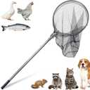KHEARPSL Animal Catcher Net, Animal Catch Pole Large Size Chicken Catching Net for Cat Dog Bird Rooster Turkey Duck Goose Raccoon, Fishing Net with Telescoping Pole 43-78", 20" Net Opening