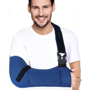 KONSEDIK Arm Shoulder Sling for Men and Women,Porous comfort Medical Sling with Pocket Shoulder Pad for Rotator Cuff Injury,Support for Arm,Wrist, Elbow,Clavicle Fracture Post-Surgery(Blue,Small)