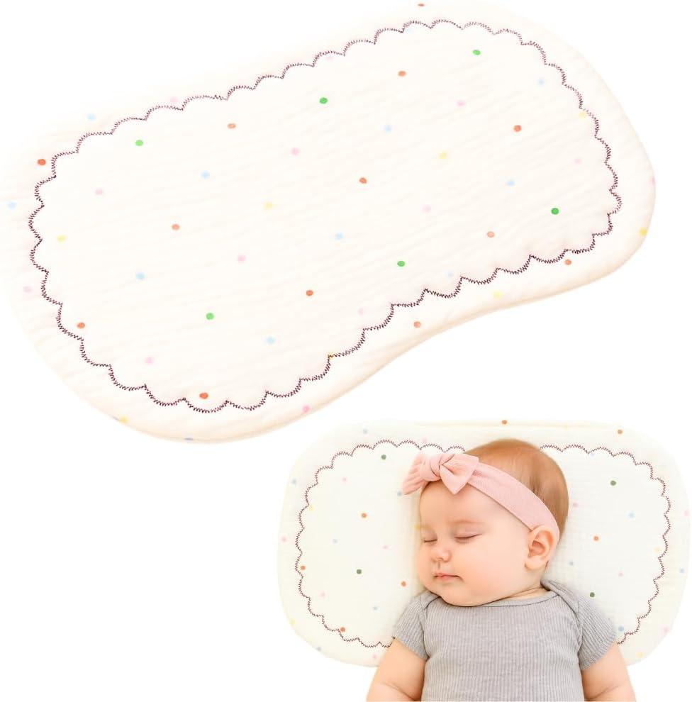 Jack & Jill & Baby Ultra-Flat Baby Comfort Support Pad 100% Muslin Cotton | Flat, Pad-Like Design | Breathable & Washable (Dreamy Dots)