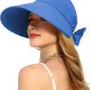 Rulala Fancy Sun Hats for Womens Wide Brim Visor UV Protection Hat for Beach Summer Packable Cap (Blue)