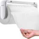 simpletome Paper Towel Holder Under Cabinet or Wall Mount ONE Hand Operation Tension Arm Kitchen Roll Holder (White, for 24-28cm/9.4-11inches roll)