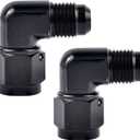 EVIL ENERGY 6AN Female to 6AN Male Flare 90 Degree Swivel Fitting Adapter Aluminum Black 2PCS
