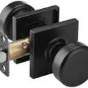 NCSEN Black Interior Door Knobs for Hall & Closet, Pismo Doorknob with Square Rosette, Heavy Duty Passage Door Handle