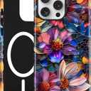 Jusy Magnetic Stained Glass Floral Case for iPhone 17, Purple