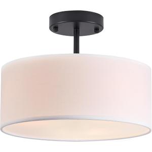 Bargeni Semi Flush Mount Ceiling Light,13 inch Modern 3-Light Ceiling Light Fixture, Black Semi Flush Mount Light Fixture, Flush Mount Lighting for Bedroom, Dinning Room and Hallway