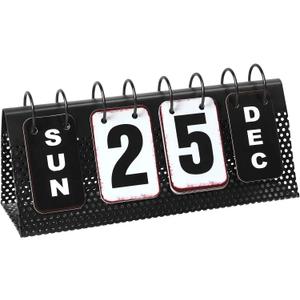 Metal Desk Calendar Standing Flip, Desktop Perpetual Flip Calendar with Large Display, Farmhouse Vintage Daily Flip Calendar for Home Office Decor, Reusable Yearly