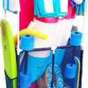 Pool Equipment Holder with Towel Drying Bars, Mesh Rolling Multi Use Storage Organizer Bin, Large Towel Hanger (25" L x 34.5" W x 62.6" H), Blue/White