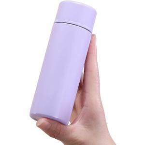 Small Water Bottle 4.4 Fl. Oz Mini Thermos Bottle Portable Water Bottles Cute Vacuum Insulated Leak Proof Water Flask Keeps Drink Cold and Hot for Women Coffee Tea Bag Bottles (Purple)