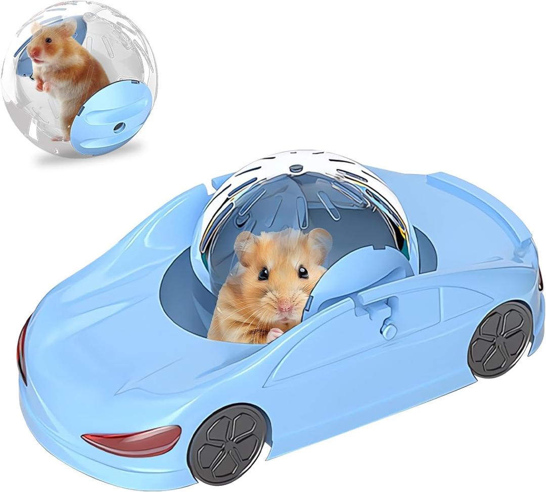 Silent Hamster Exercise Ball, with Ventilated Design - Safe & Durable Fitness Toy for Night Use, Non-Slip Surface & Removable Cover Small Pet Running Wheel for Hamsters, Gerbils, Mice (Blue)