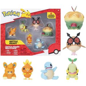 Pokmon Battle Figure Multipack (6PK: 2" Pawmi, Squirtle #2, Torchic, Turtwig, Hoothoot, Appltun) W9