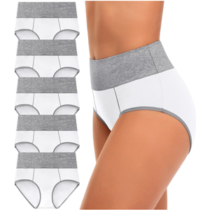 CULAYII High Waisted Underwear for Women Cotton No Muffin Top Full Coverage Briefs Soft Stretch Ladies Panties 5 Pack, XXL
