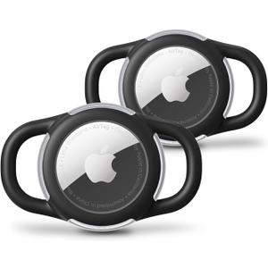 Waterproof Airtag Dog Collar Holder, Silicone & ABS Airtag Holder for Dog & Cat Collars, Ultra-Durable, Lightweight and Protective Airtag Case (Black & Black, Small)
