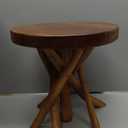 11.8" Round Wood Plant Stand | Teak Stool with Stick Leg | Accent Stool | Small Side Table for Living Room, Bedroom, Yard