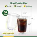 50 Pack 16 oz Round Bottom Plastic Cups with Lids and Straws, Disposable Coffee Cups with Lids, To Go Iced Coffee Cups with Lids, Disposable Cups for Party, Smoothie Cup for Cold Drinks