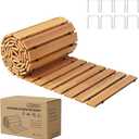 Wooden Garden Pathway Outdoor Walkway - 8 FT Roll Out Outdoor Pathway with Ground Stakes, Boardwalk Pavers for Outside Walkway, Non-Slip Garden Path for Backyard Decor, Lawn Landscaping, Natural