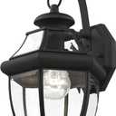 Livex Lighting 2151-04 Monterey 1 Light Outdoor Black Finish Solid Brass Wall Lantern with Clear Beveled Glass ("13"" x 8.5"" x 8.25""")