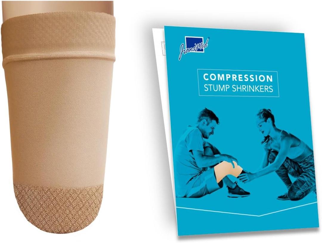 Prosthetic Stump Shrinkers Above Knee, 25cm, Compression, Amputee Socks, 20-30, Daily use, Taiwan Excellence 2XL (Beige)
