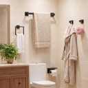 10-Piece Black Bathroom Hardware Set SUS304 Stainless Steel, 2×23.6" Towel Bars, 2 Towel Rings, 2 Toilet Paper Holders & 4 Towel Hooks Wall Mounted Bathroom Accessories Set