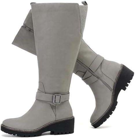 Luoika Women's Extra Wide Calf Knee High Boots, Wide Width Slouchy Knee-High Boots, 7