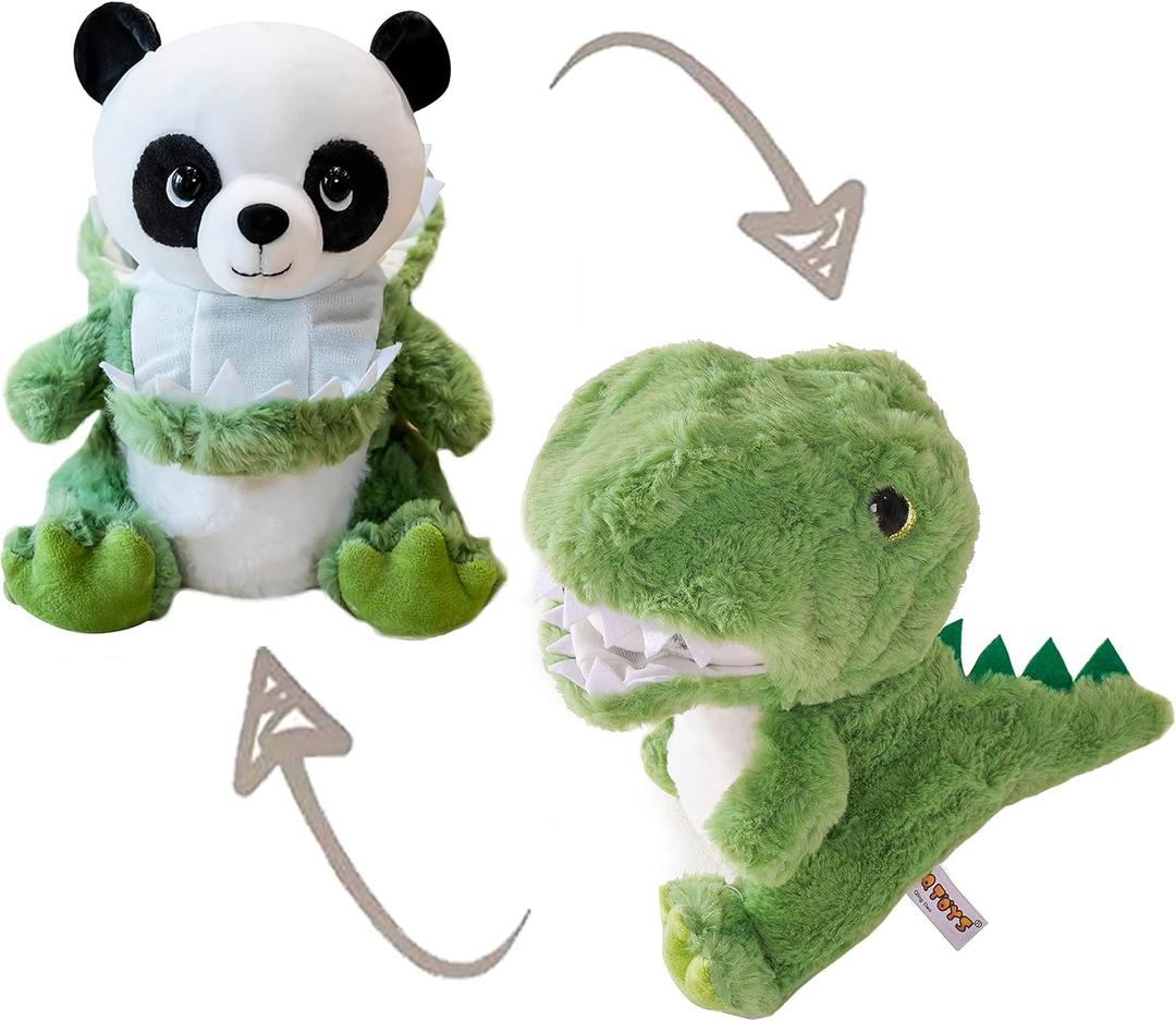 Panada Stuffed Animals Disguise As Crocodilian Adorable Plushies Panda Cosplay as Dinosaur, Plush Toys as Great Gift for Birthday, Valentine, Christmas Stuffed Animal for Daily (Green)