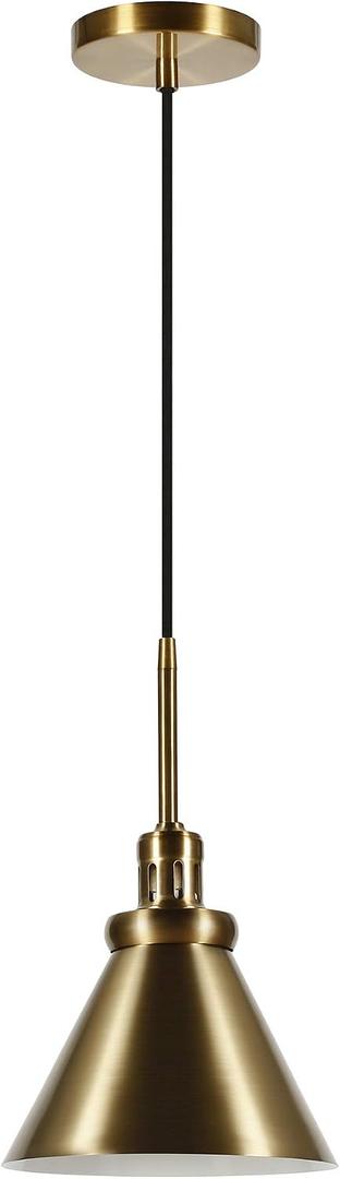 2 x Henn&Hart 8" Industrial Pendant Light Fixture with Gold Metal Cone Shade for Kitchen Island, Dining Room or Game Room, Gold