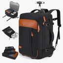 Lumesner rolling backpack, 17-inch water-resistant wheeled laptop backpack, carry-on luggage for business trips, overnight stays, or college use, a trolley suitcase for men and women, Black