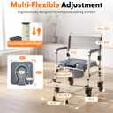 Bedside Commode Toilet with 4 Lockable Wheels, Shower Commode Wheelchair