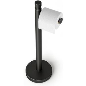 YUMORE Toilet Paper Holder Stand, 4.4lbs Heavy Duty Stainless Steel Free Standing Bathroom Tissue Roll Holder, Matte Black