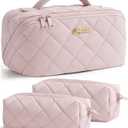 Travel Makeup Bag, Large Capacity Puffy Toiletry & Cosmetic Bag for Women (EXP 11/25/26)